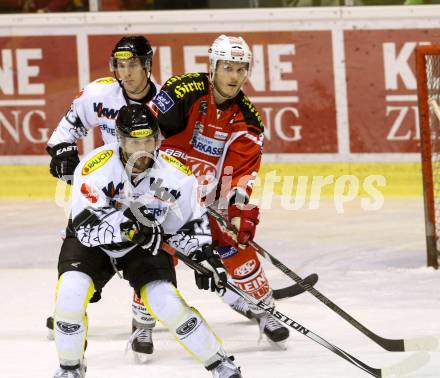 EBEL. Eishockey Bundesliga. KAC gegen Dornbirner Eishockey Club. Manuel Geier,  (KAC), Nikolas Petrik (Dornbirn). Klagenfurt, am 14.12.2014.
Foto: Kuess 

---
pressefotos, pressefotografie, kuess, qs, qspictures, sport, bild, bilder, bilddatenbank