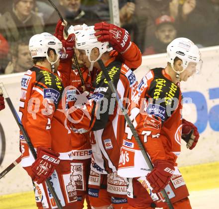 EBEL. Eishockey Bundesliga. KAC gegen Dornbirner Eishockey Club. Torjubel  (KAC). Klagenfurt, am 14.12.2014.
Foto: Kuess 

---
pressefotos, pressefotografie, kuess, qs, qspictures, sport, bild, bilder, bilddatenbank