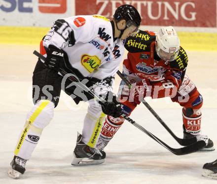 EBEL. Eishockey Bundesliga. KAC gegen Dornbirner Eishockey Club. Thomas Koch,  (KAC), Andrew Bombach  (Dornbirn). Klagenfurt, am 14.12.2014.
Foto: Kuess 

---
pressefotos, pressefotografie, kuess, qs, qspictures, sport, bild, bilder, bilddatenbank