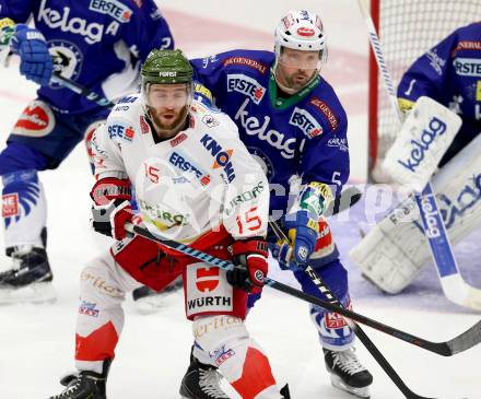 EBEL. Eishockey Bundesliga. EC VSV gegen HCB SUEDTIROL. Gerhard Unterluggauer, (VSV), Derek Nesbitt (Bozen). Villach, am 14.12.2014.
Foto: Kuess 


---
pressefotos, pressefotografie, kuess, qs, qspictures, sport, bild, bilder, bilddatenbank