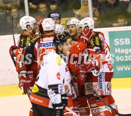 EBEL. Eishockey Bundesliga. KAC gegen Dornbirner Eishockey Club. Torjubel  (KAC). Klagenfurt, am 14.12.2014.
Foto: Kuess 

---
pressefotos, pressefotografie, kuess, qs, qspictures, sport, bild, bilder, bilddatenbank