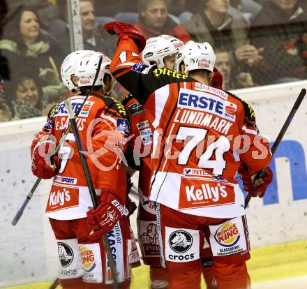 EBEL. Eishockey Bundesliga. KAC gegen Dornbirner Eishockey Club. Torjubel   (KAC). Klagenfurt, am 14.12.2014.
Foto: Kuess 

---
pressefotos, pressefotografie, kuess, qs, qspictures, sport, bild, bilder, bilddatenbank