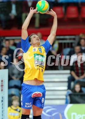 Volleyball Champions League. SK Posojilnica Aich/Dob gegen Zenit Kazan.  Rok Satler (Aich/Dob). Klagenfurt, am 17.12.2014.
Foto: Kuess
---
pressefotos, pressefotografie, kuess, qs, qspictures, sport, bild, bilder, bilddatenbank