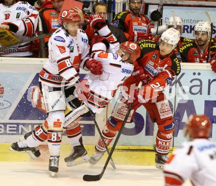 EBEL. Eishockey Bundesliga. KAC gegen HC TWK Innsbruck. Thomas HUndertpfund,  (KAC), Stefan Pittl, Roland Kaspitz (Innsbruck). Klagenfurt, am 19.12.2014.
Foto: Kuess 

---
pressefotos, pressefotografie, kuess, qs, qspictures, sport, bild, bilder, bilddatenbank