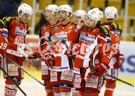 EBEL. Eishockey Bundesliga. KAC gegen HC TWK Innsbruck. Jamie Lundmark, Johannes Reichel, Lukas Pither (KAC). Klagenfurt, am 19.12.2014.
Foto: Kuess 

---
pressefotos, pressefotografie, kuess, qs, qspictures, sport, bild, bilder, bilddatenbank