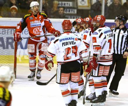 EBEL. Eishockey Bundesliga. KAC gegen HC TWK Innsbruck.  Torjubel  (Innsbruck). Klagenfurt, am 19.12.2014.
Foto: Kuess 

---
pressefotos, pressefotografie, kuess, qs, qspictures, sport, bild, bilder, bilddatenbank