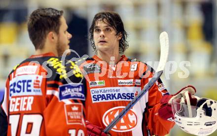 EBEL. Eishockey Bundesliga. KAC gegen HC TWK Innsbruck.  Stephan Geier, Lukas Pither (KAC). Klagenfurt, am 19.12.2014.
Foto: Kuess 

---
pressefotos, pressefotografie, kuess, qs, qspictures, sport, bild, bilder, bilddatenbank