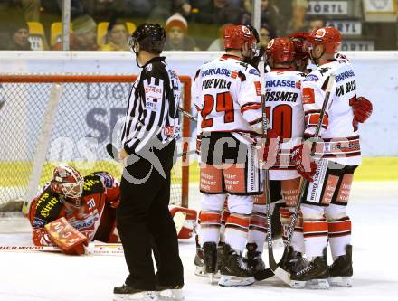 EBEL. Eishockey Bundesliga. KAC gegen HC TWK Innsbruck.  Torjubel   (Innsbruck). Klagenfurt, am 19.12.2014.
Foto: Kuess 

---
pressefotos, pressefotografie, kuess, qs, qspictures, sport, bild, bilder, bilddatenbank