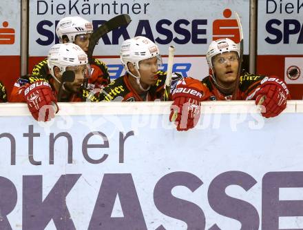 EBEL. Eishockey Bundesliga. KAC gegen HC TWK Innsbruck.  Thomas Koch, Oliver Setzinger, Manuel Geier (KAC). Klagenfurt, am 19.12.2014.
Foto: Kuess 

---
pressefotos, pressefotografie, kuess, qs, qspictures, sport, bild, bilder, bilddatenbank