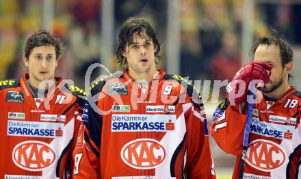 EBEL. Eishockey Bundesliga. KAC gegen HC TWK Innsbruck.  Daniel Ban, Lukas Pither, Thomas Koch (KAC). Klagenfurt, am 19.12.2014.
Foto: Kuess 

---
pressefotos, pressefotografie, kuess, qs, qspictures, sport, bild, bilder, bilddatenbank