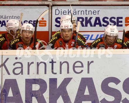 EBEL. Eishockey Bundesliga. KAC gegen HC TWK Innsbruck. Jamie Lundmark, Thomas Hundertpfund, Lukas Pither (KAC). Klagenfurt, am 19.12.2014.
Foto: Kuess 

---
pressefotos, pressefotografie, kuess, qs, qspictures, sport, bild, bilder, bilddatenbank