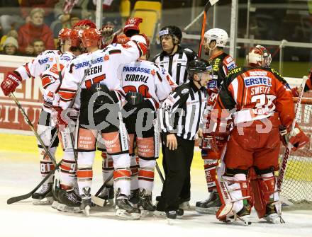 EBEL. Eishockey Bundesliga. KAC gegen HC TWK Innsbruck. Torjubel   (Innsbruck). Klagenfurt, am 19.12.2014.
Foto: Kuess 

---
pressefotos, pressefotografie, kuess, qs, qspictures, sport, bild, bilder, bilddatenbank