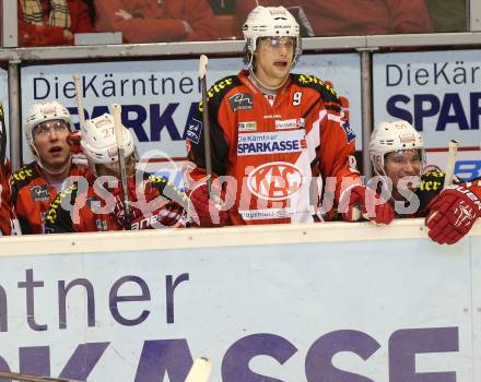 EBEL. Eishockey Bundesliga. KAC gegen HC TWK Innsbruck.  Thomas HUndertpfund, Lukas Pither, Oliver Setzinger (KAC). Klagenfurt, am 19.12.2014.
Foto: Kuess 

---
pressefotos, pressefotografie, kuess, qs, qspictures, sport, bild, bilder, bilddatenbank