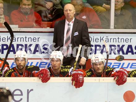 EBEL. Eishockey Bundesliga. KAC gegen HC TWK Innsbruck. Thomas KOch, Oliver Setzinger, Geier, Trainer Doug Mason (KAC). Klagenfurt, am 19.12.2014.
Foto: Kuess 

---
pressefotos, pressefotografie, kuess, qs, qspictures, sport, bild, bilder, bilddatenbank