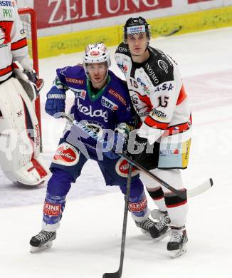 EBEL. Eishockey Bundesliga. EC VSV gegen HC Orli Znojmo. Marco Pewal,  (VSV), Antonin Boruta (Znojmo). Villach, am 23.12.2014.
Foto: Kuess 


---
pressefotos, pressefotografie, kuess, qs, qspictures, sport, bild, bilder, bilddatenbank