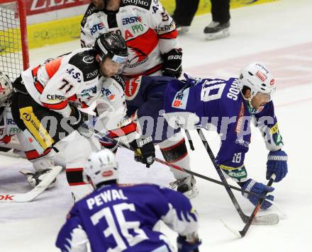 EBEL. Eishockey Bundesliga. EC VSV gegen HC Orli Znojmo. Jason Krog,  (VSV), Maris Jass (Znojmo). Villach, am 23.12.2014.
Foto: Kuess 


---
pressefotos, pressefotografie, kuess, qs, qspictures, sport, bild, bilder, bilddatenbank