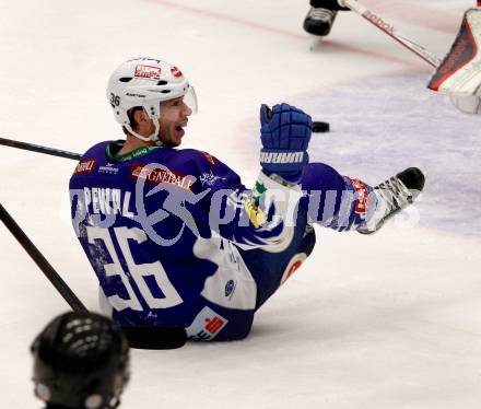 EBEL. Eishockey Bundesliga. EC VSV gegen HC Orli Znojmo. Torjubel  Marco Pewal (VSV). Villach, am 23.12.2014.
Foto: Kuess 


---
pressefotos, pressefotografie, kuess, qs, qspictures, sport, bild, bilder, bilddatenbank