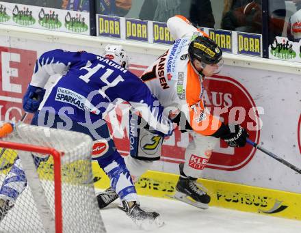 EBEL. Eishockey Bundesliga. EC VSV gegen Moser Medical Graz 99ers.  Geoff Waugh,  (VSV), Anders Bastiansen (Graz 99ers). Villach, am 28.12.2014.
Foto: Kuess 


---
pressefotos, pressefotografie, kuess, qs, qspictures, sport, bild, bilder, bilddatenbank