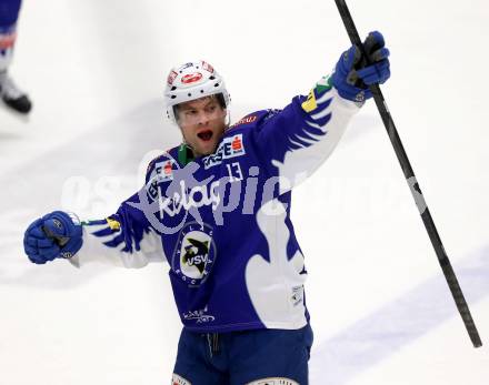 EBEL. Eishockey Bundesliga. EC VSV gegen Moser Medical Graz 99ers.  Torjubel John Lammers (VSV). Villach, am 28.12.2014.
Foto: Kuess 


---
pressefotos, pressefotografie, kuess, qs, qspictures, sport, bild, bilder, bilddatenbank