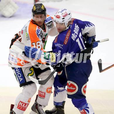 EBEL. Eishockey Bundesliga. EC VSV gegen Moser Medical Graz 99ers.  Brock McBride,  (VSV), Tomas Petruska (Graz 99ers). Villach, am 28.12.2014.
Foto: Kuess 


---
pressefotos, pressefotografie, kuess, qs, qspictures, sport, bild, bilder, bilddatenbank