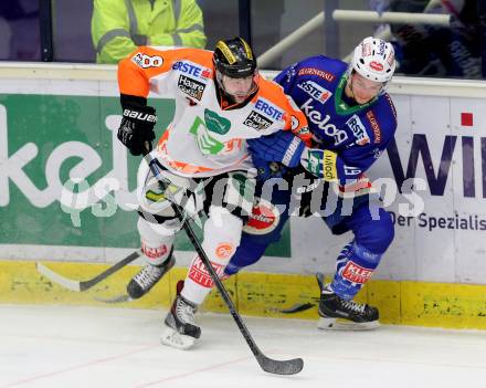 EBEL. Eishockey Bundesliga. EC VSV gegen Moser Medical Graz 99ers.  Stefan Bacher,  (VSV), Marek Zagrapan (Graz 99ers). Villach, am 28.12.2014.
Foto: Kuess 


---
pressefotos, pressefotografie, kuess, qs, qspictures, sport, bild, bilder, bilddatenbank