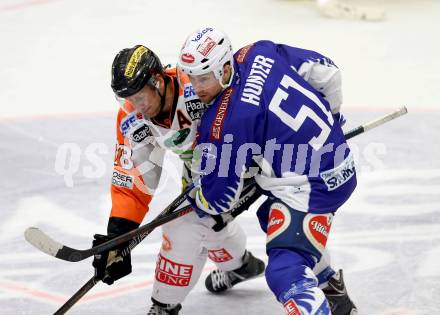 EBEL. Eishockey Bundesliga. EC VSV gegen Moser Medical Graz 99ers.  Eric HUnter,  (VSV), Philipp Pinter (Graz 99ers). Villach, am 28.12.2014.
Foto: Kuess 


---
pressefotos, pressefotografie, kuess, qs, qspictures, sport, bild, bilder, bilddatenbank