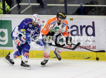 EBEL. Eishockey Bundesliga. EC VSV gegen Moser Medical Graz 99ers.  Cole Jarrett,  (VSV), Anders Bastiansen (Graz 99ers). Villach, am 28.12.2014.
Foto: Kuess 


---
pressefotos, pressefotografie, kuess, qs, qspictures, sport, bild, bilder, bilddatenbank