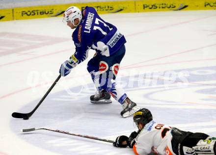 EBEL. Eishockey Bundesliga. EC VSV gegen Moser Medical Graz 99ers.  John Lammers, (VSV), Tyler Cuma  (Graz 99ers). Villach, am 28.12.2014.
Foto: Kuess 


---
pressefotos, pressefotografie, kuess, qs, qspictures, sport, bild, bilder, bilddatenbank