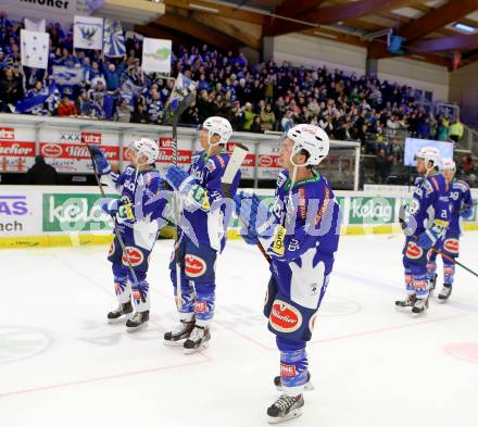 EBEL. Eishockey Bundesliga. EC VSV gegen Moser Medical Graz 99ers.  Jubel (VSV). Villach, am 28.12.2014.
Foto: Kuess 


---
pressefotos, pressefotografie, kuess, qs, qspictures, sport, bild, bilder, bilddatenbank