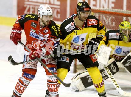 EBEL. Eishockey Bundesliga. KAC gegen UPC Vienna Capitals. Jean Francois Jacques,  (KAC), Philippe Lakos (Caps). Klagenfurt, am 30.12.2014.
Foto: Kuess 

---
pressefotos, pressefotografie, kuess, qs, qspictures, sport, bild, bilder, bilddatenbank