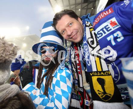 EBEL. Eishockey Bundesliga. Freiluftderby KAC gegen VSV. Fans (VSV). Klagenfurt, Woerthersee Stadion, am 3.1.2015.
Foto: Kuess
---
pressefotos, pressefotografie, kuess, qs, qspictures, sport, bild, bilder, bilddatenbank