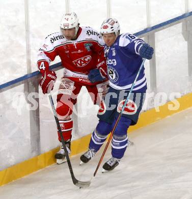 EBEL. Eishockey Bundesliga. Freiluftderby KAC gegen VSV. Johannes Reichel,  (KAC), Daniel Nageler (VSV). Klagenfurt, Woerthersee Stadion, am 3.1.2015.
Foto: Kuess
---
pressefotos, pressefotografie, kuess, qs, qspictures, sport, bild, bilder, bilddatenbank