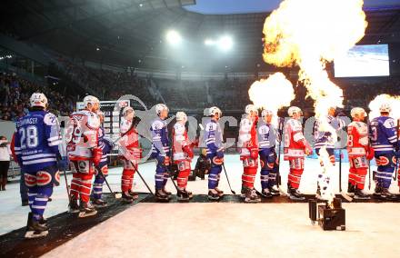 EBEL. Eishockey Bundesliga. Freiluftderby KAC gegen VSV.  Klagenfurt, Woerthersee Stadion, am 3.1.2015.
Foto: Kuess
---
pressefotos, pressefotografie, kuess, qs, qspictures, sport, bild, bilder, bilddatenbank