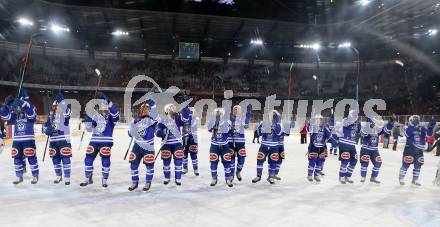 EBEL. Eishockey Bundesliga. Freiluftderby KAC gegen VSV. Jubel VSV. Klagenfurt, Woerthersee Stadion, am 3.1.2015.
Foto: Kuess
---
pressefotos, pressefotografie, kuess, qs, qspictures, sport, bild, bilder, bilddatenbank