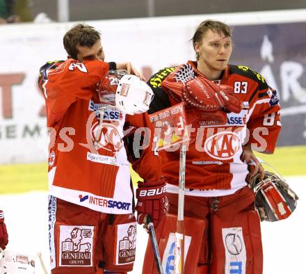 EBEL. Eishockey Bundesliga. KAC gegen EHC LIWEST Linz.  Marcel Rodman, Pekka Tuokkola (KAC). Klagenfurt, am 6.1.2015.
Foto: Kuess 

---
pressefotos, pressefotografie, kuess, qs, qspictures, sport, bild, bilder, bilddatenbank