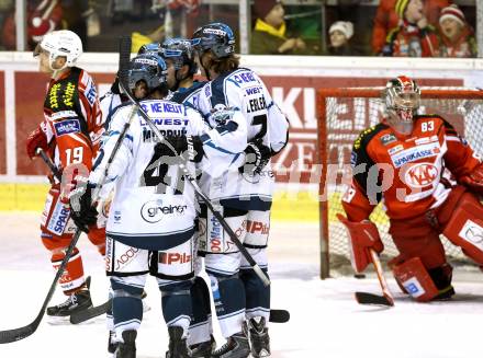 EBEL. Eishockey Bundesliga. KAC gegen EHC LIWEST Linz.  Torjubel  (Linz). Klagenfurt, am 6.1.2015.
Foto: Kuess 

---
pressefotos, pressefotografie, kuess, qs, qspictures, sport, bild, bilder, bilddatenbank