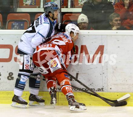 EBEL. Eishockey Bundesliga. KAC gegen EHC LIWEST Linz. Jamie Lundmark,  (KAC), Bernhard Fechtig (Linz). Klagenfurt, am 6.1.2015.
Foto: Kuess 

---
pressefotos, pressefotografie, kuess, qs, qspictures, sport, bild, bilder, bilddatenbank