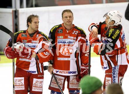 EBEL. Eishockey Bundesliga. KAC gegen EHC LIWEST Linz. Jason DeSantis, Thomas Poeck, Patrick Harand (KAC). Klagenfurt, am 6.1.2015.
Foto: Kuess 

---
pressefotos, pressefotografie, kuess, qs, qspictures, sport, bild, bilder, bilddatenbank