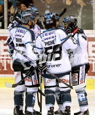 EBEL. Eishockey Bundesliga. KAC gegen EHC LIWEST Linz.  Torjubel (Linz). Klagenfurt, am 6.1.2015.
Foto: Kuess 

---
pressefotos, pressefotografie, kuess, qs, qspictures, sport, bild, bilder, bilddatenbank