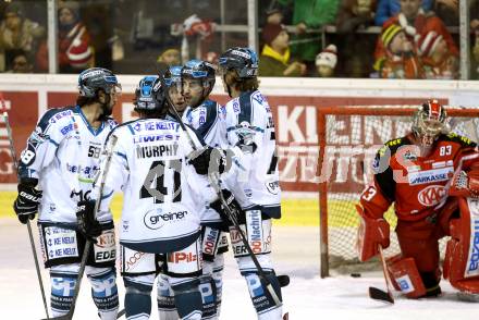 EBEL. Eishockey Bundesliga. KAC gegen EHC LIWEST Linz.  Torjubel  (Linz). Klagenfurt, am 6.1.2015.
Foto: Kuess 

---
pressefotos, pressefotografie, kuess, qs, qspictures, sport, bild, bilder, bilddatenbank