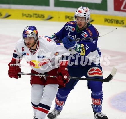 EBEL. Eishockey Bundesliga. EC VSV gegen EC Red Bull Salzburg. Stefan Bacher, (VSV), Thomas Raffl (Salzburg). Villach, am 9.1.2015.
Foto: Kuess 


---
pressefotos, pressefotografie, kuess, qs, qspictures, sport, bild, bilder, bilddatenbank