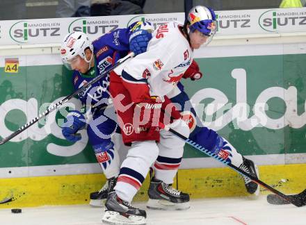 EBEL. Eishockey Bundesliga. EC VSV gegen EC Red Bull Salzburg. Mark Santorelli,  (VSV), Matthias Trattnig (Salzburg). Villach, am 9.1.2015.
Foto: Kuess 


---
pressefotos, pressefotografie, kuess, qs, qspictures, sport, bild, bilder, bilddatenbank