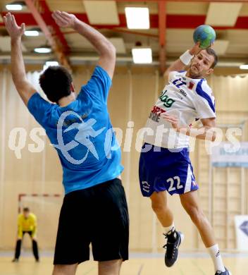 Handball Bundesliga. SC Ferlach gegen Hollabrunn.  Dean Pomorisac (Ferlach). Ferlach, am 10.1.2015.
Foto: Kuess
---
pressefotos, pressefotografie, kuess, qs, qspictures, sport, bild, bilder, bilddatenbank