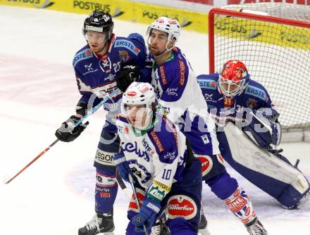 EBEL. Eishockey Bundesliga. EC VSV gegen SAPA Fehervar AV19. Mark Santorelli,  (VSV), Michael Boivin (Alba Volan). Villach, am 11.1.2015.
Foto: Kuess 


---
pressefotos, pressefotografie, kuess, qs, qspictures, sport, bild, bilder, bilddatenbank