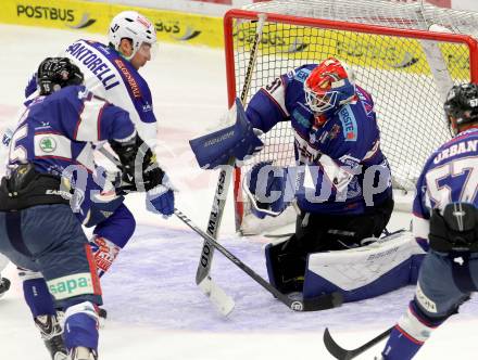 EBEL. Eishockey Bundesliga. EC VSV gegen SAPA Fehervar AV19. Mark Santorelli,  (VSV), Miklos Rajna (Alba Volan). Villach, am 11.1.2015.
Foto: Kuess 


---
pressefotos, pressefotografie, kuess, qs, qspictures, sport, bild, bilder, bilddatenbank