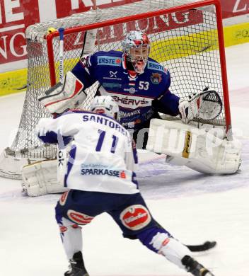 EBEL. Eishockey Bundesliga. EC VSV gegen SAPA Fehervar AV19. Mark Santorelli,  (VSV), Christian Engstrand (Alba Volan). Villach, am 11.1.2015.
Foto: Kuess 


---
pressefotos, pressefotografie, kuess, qs, qspictures, sport, bild, bilder, bilddatenbank