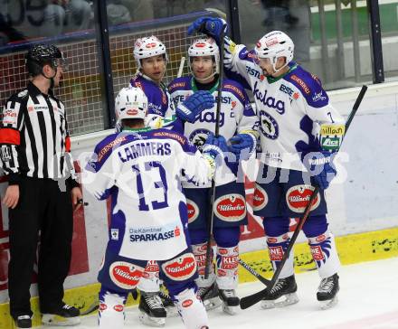 EBEL. Eishockey Bundesliga. EC VSV gegen SAPA Fehervar AV19. Torjubel (VSV). Villach, am 11.1.2015.
Foto: Kuess 


---
pressefotos, pressefotografie, kuess, qs, qspictures, sport, bild, bilder, bilddatenbank