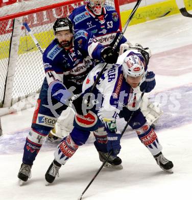 EBEL. Eishockey Bundesliga. EC VSV gegen SAPA Fehervar AV19. Daniel Nageler, (VSV),  Johan Ejdepalm (Alba Volan). Villach, am 11.1.2015.
Foto: Kuess 


---
pressefotos, pressefotografie, kuess, qs, qspictures, sport, bild, bilder, bilddatenbank