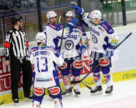 EBEL. Eishockey Bundesliga. EC VSV gegen SAPA Fehervar AV19. Torjubel (VSV). Villach, am 11.1.2015.
Foto: Kuess 


---
pressefotos, pressefotografie, kuess, qs, qspictures, sport, bild, bilder, bilddatenbank