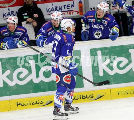 EBEL. Eishockey Bundesliga. EC VSV gegen KAC.  Torjubel John Lammers (VSV). Villach, am 18.1.2015.
Foto: Kuess 


---
pressefotos, pressefotografie, kuess, qs, qspictures, sport, bild, bilder, bilddatenbank